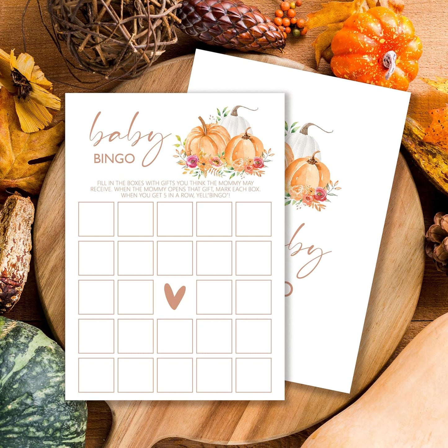Baby Shower Games: Thanksgiving Bingo, Gender Reveal Party Decorations - 25 Sets