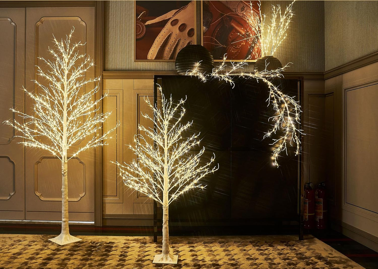 LITBLOOM Birch Garland with Lights 6FT 120 Fairy Lights Plug in, Lighted White Twig Vine Garland for Home Mantle Wall Christmas Decoration Inside Outside