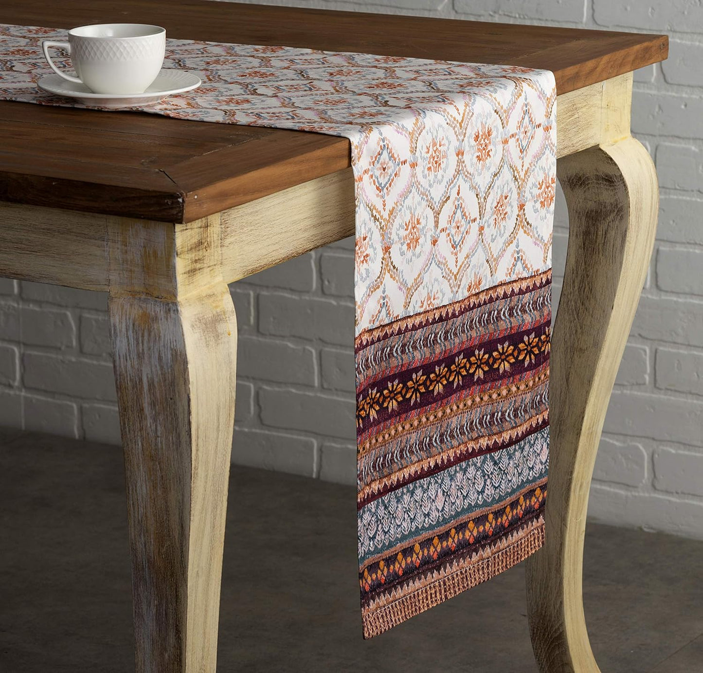 Maison d' Hermine Table Runner 100% Cotton Single Layer Table Runners 90 inches Long for Thanksgiving Christmas Decorations Home Kitchen Dining Party Wedding (Fair Isle, 14.5" x 90")