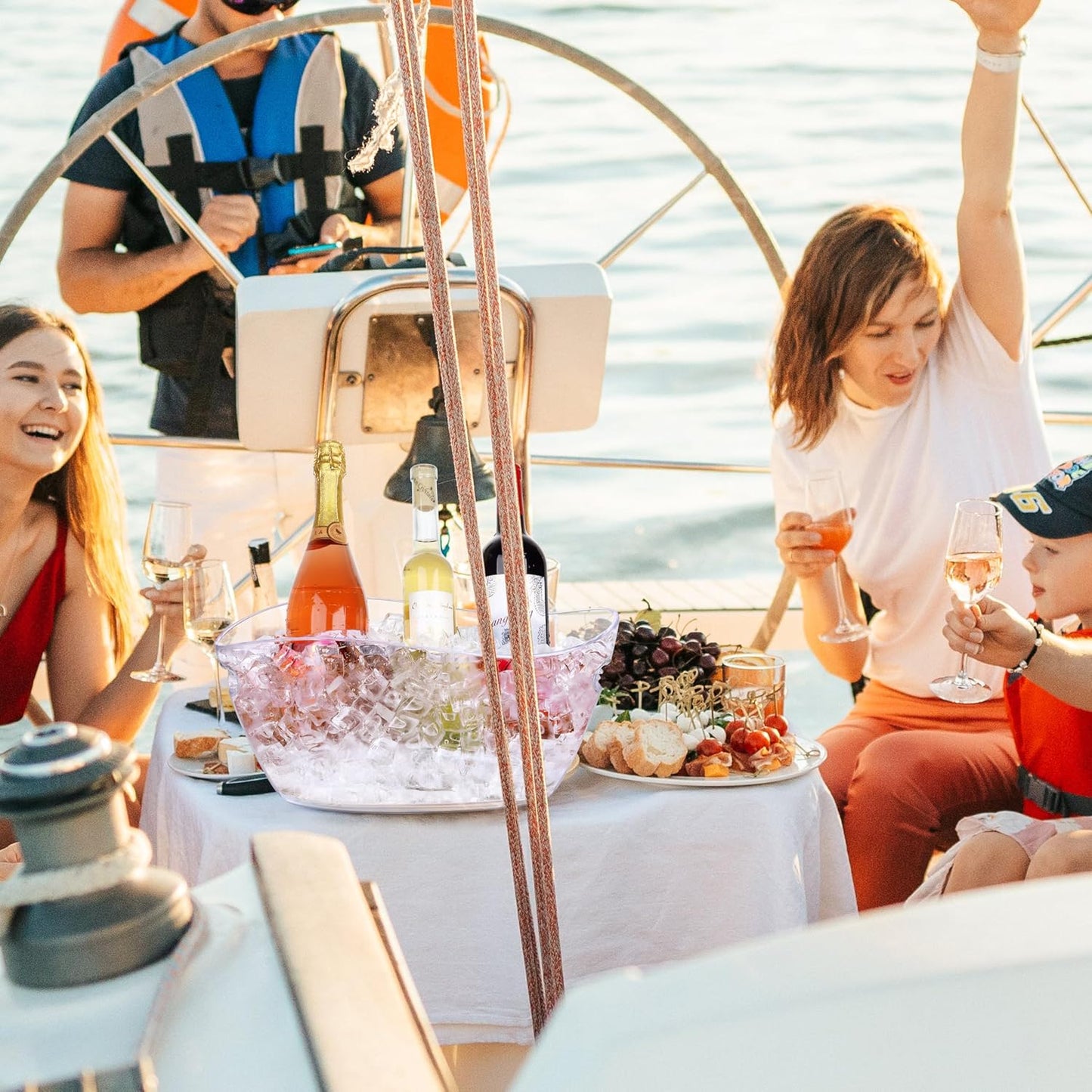 Ice Buckets for Parties, 6.5L Beverage Tub 2pcs Christmas Mimosa Bar Clear Acrylic Champagne Bucket with Scoops, Drink Bucket Tub for Cocktail Bar, Upgraded 6.5 Liter Wine Beer Cooler Bucket Kit