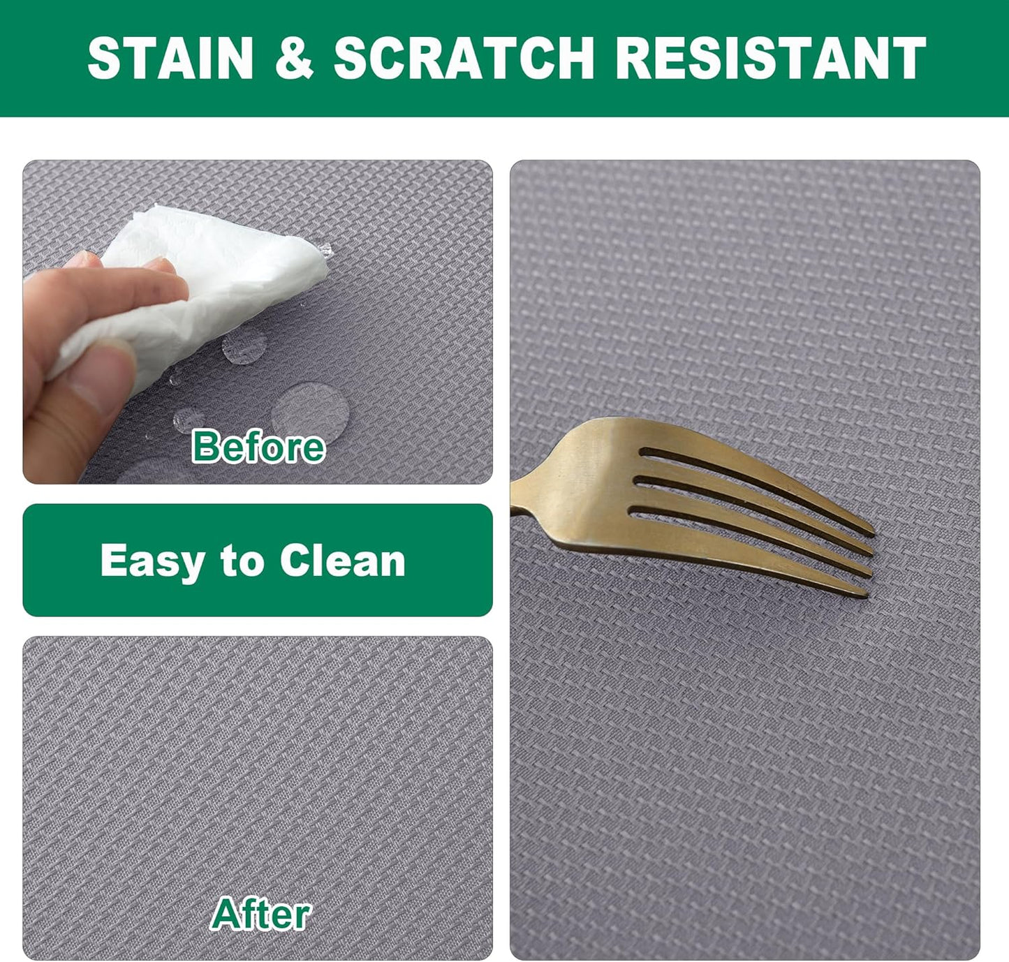 Biscaynebay Textured Fabric Tablecloths 70x120 Inches Rectangular, Silver Grey Water Resistant Spill Proof Tablecloths for Dining, Kitchen, Wedding and Parties, Machine Washable