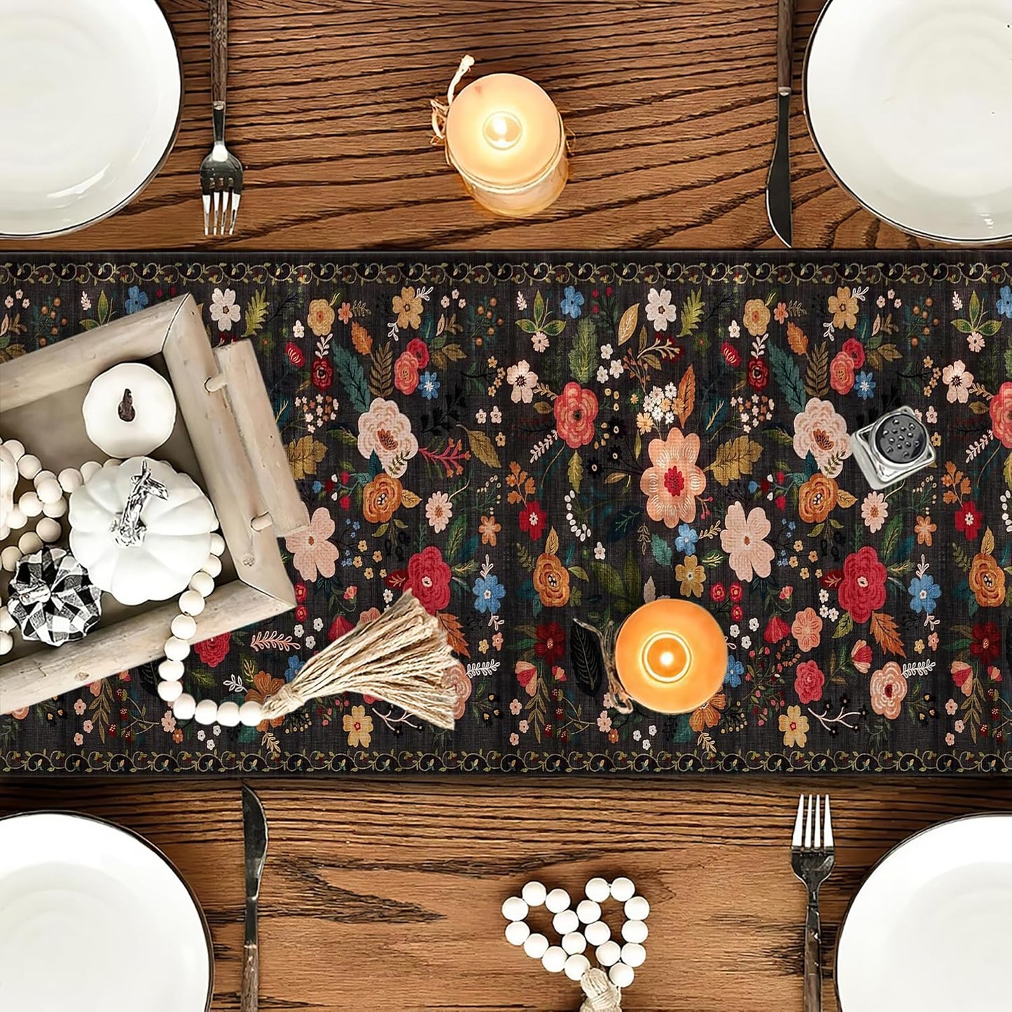 OYIMUA Boho Floral Summer Table Runner 13 x 72 Inches Colorful Flower Runners for Tables Rustic Spring Decorations for Home Indoor Outdoor Party Decor