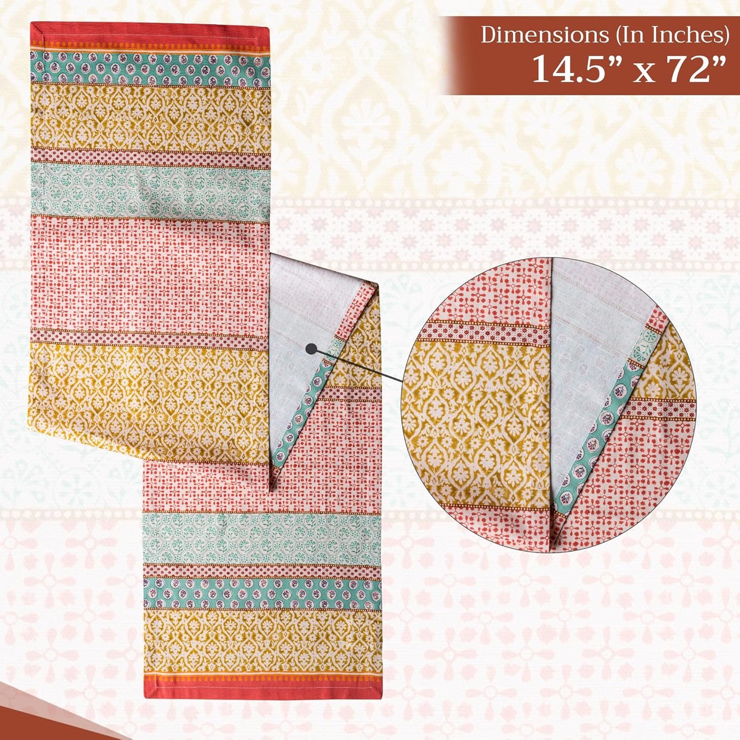 Maison d' Hermine Table Runner 100% Cotton Single Layer Table Runners 72 inches Long Decorative for Home Kitchen Dining Party Baby Shower Wedding Bridal Shower Spring Summer (Provence, 14.50" x 72")