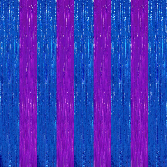 TONIFUL 2Pcs Blue Purple Door Streamers,Green Photo Booth Backdrop,Metallic Streamers Green Foil Fringe Curtains for Birthday,Christmas,New Year,St. Patrick's Day Party Streamers Decor