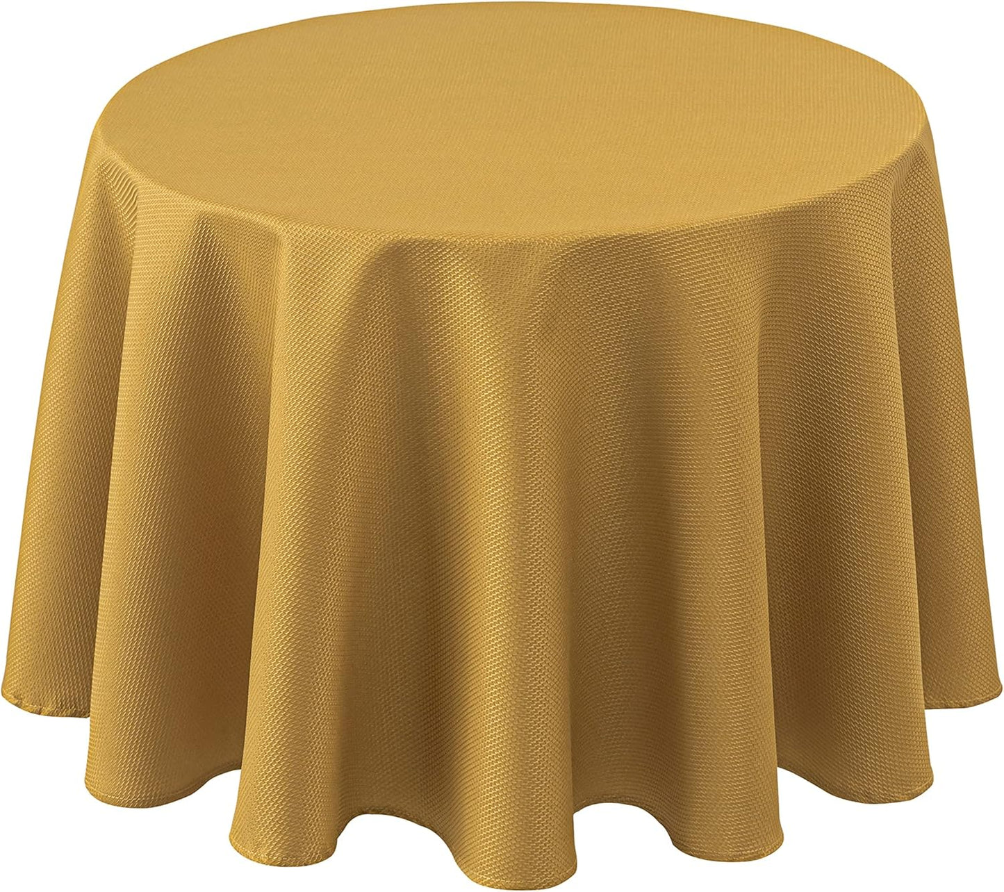 Biscaynebay Textured Fabric Round Christmas Tablecloths 70" for Tables Diameters from 30" to 48", Gold Water Resistant Tablecloths for Dining, Kitchen, Wedding, Parties etc. Machine Washable