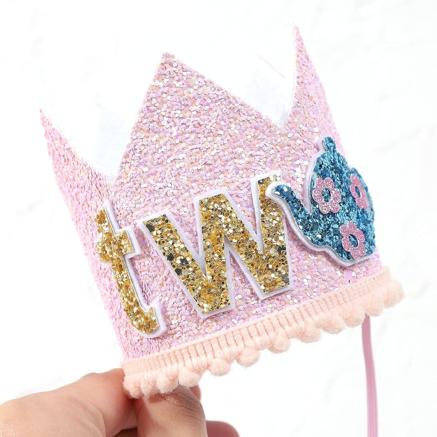 WAUAO Alice in Wonderland Tea Party Decorations - Birthday Crown/Hat, Girl's 2nd Birthday Pink Outfit
