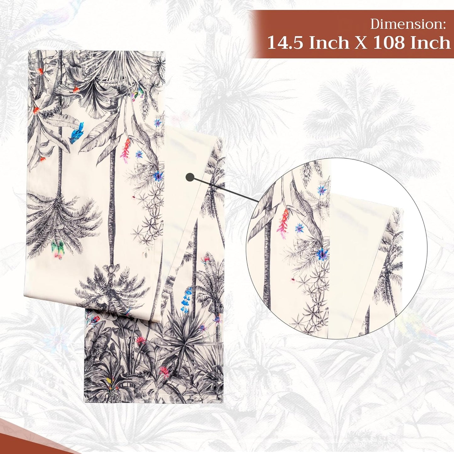 Maison d' Hermine Table Runner 100% Cotton Single Layer Table Runners 108 inches Long for Thanksgiving Christmas Decorations Home Kitchen Dining Party Wedding (Amazonia, 14.5" x 108")