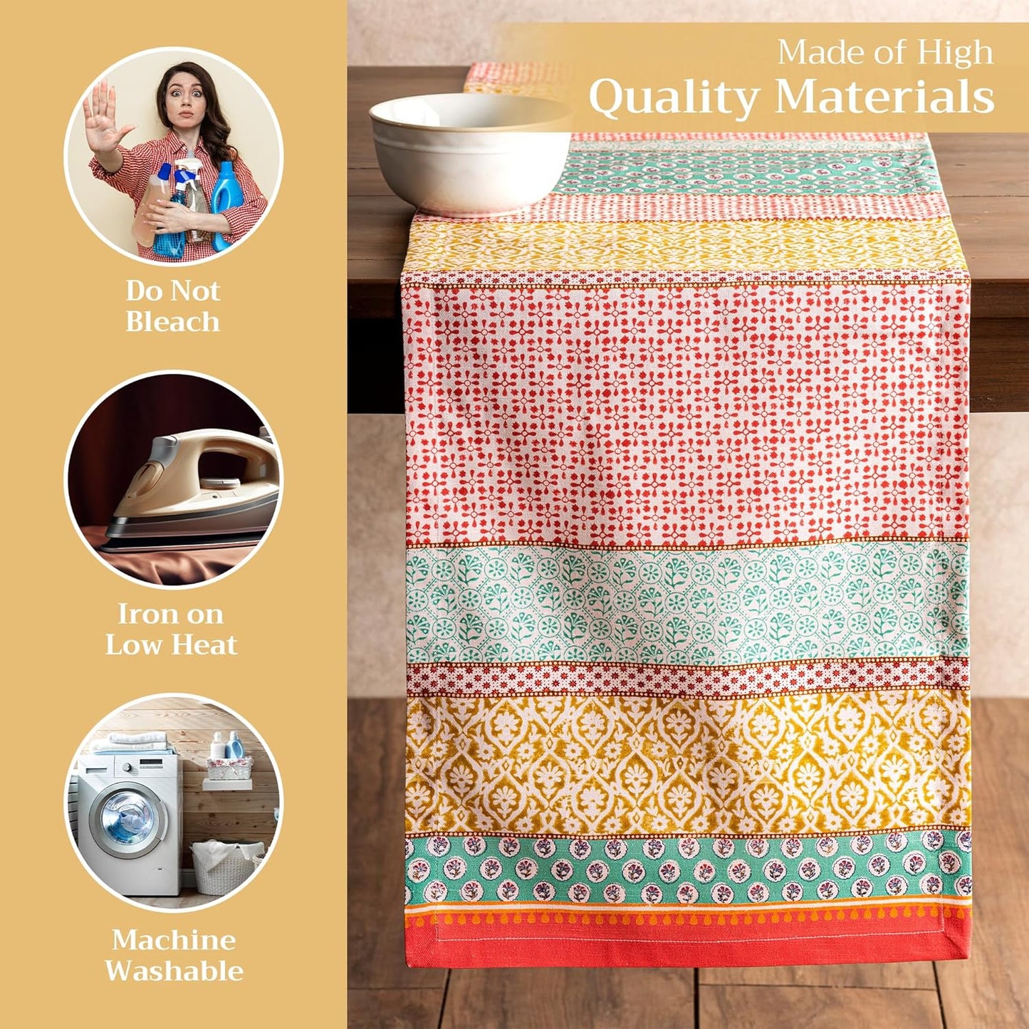 Maison d' Hermine Table Runner 100% Cotton Single Layer Table Runners 72 inches Long Decorative for Home Kitchen Dining Party Baby Shower Wedding Bridal Shower Spring Summer (Provence, 14.50" x 72")