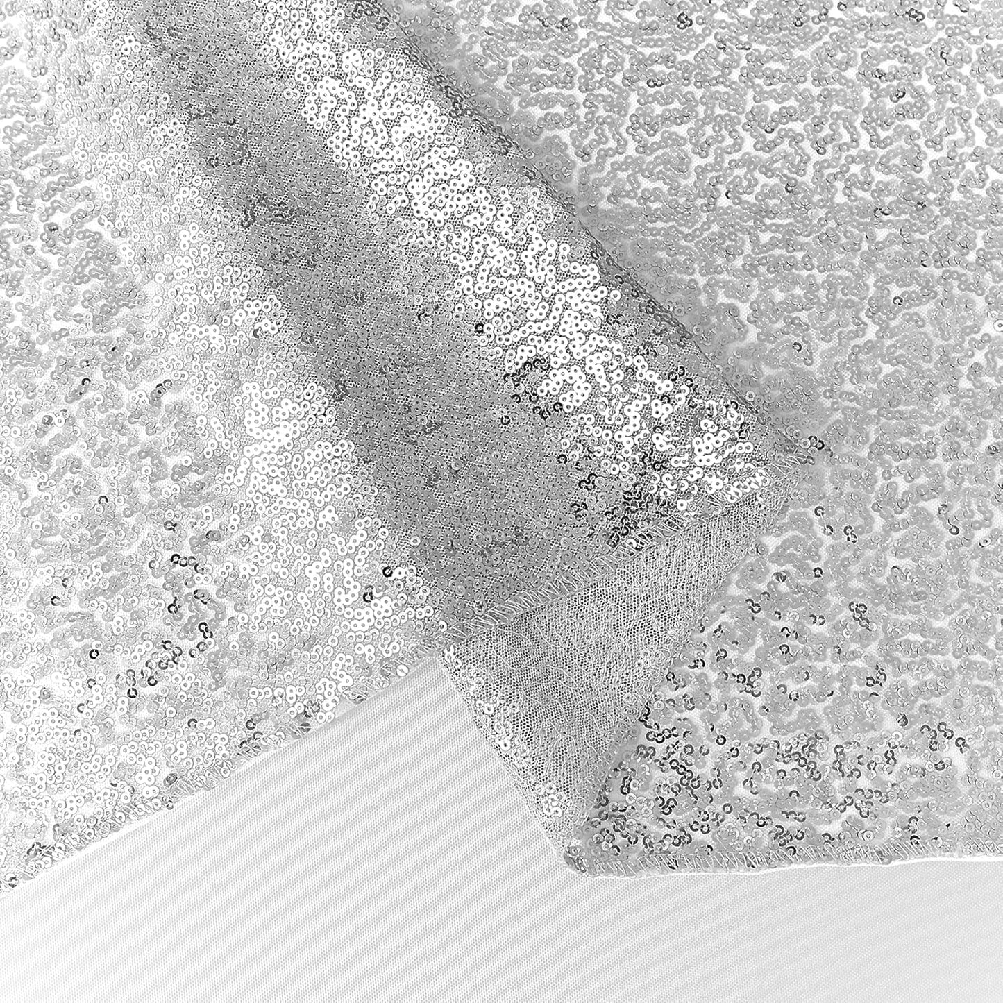 10 Packs 12 x 72 inches Sequin Table Runner, Silver Glitter Table Runner for Birthday Party Supplies Wedding Engagement Baby Shower Holiday Celebration Event Decorations