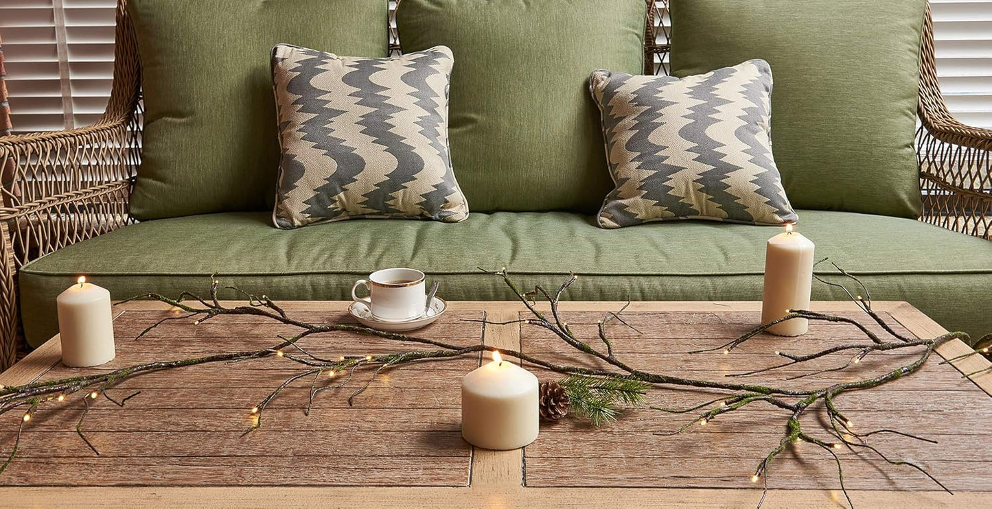 Hairui Mossy Garland Lights 6FT 48 LED Battery Operated Lighted Twig Vine with Timer for Halloween Christmas Party Decoration Indoor Outdoor Use