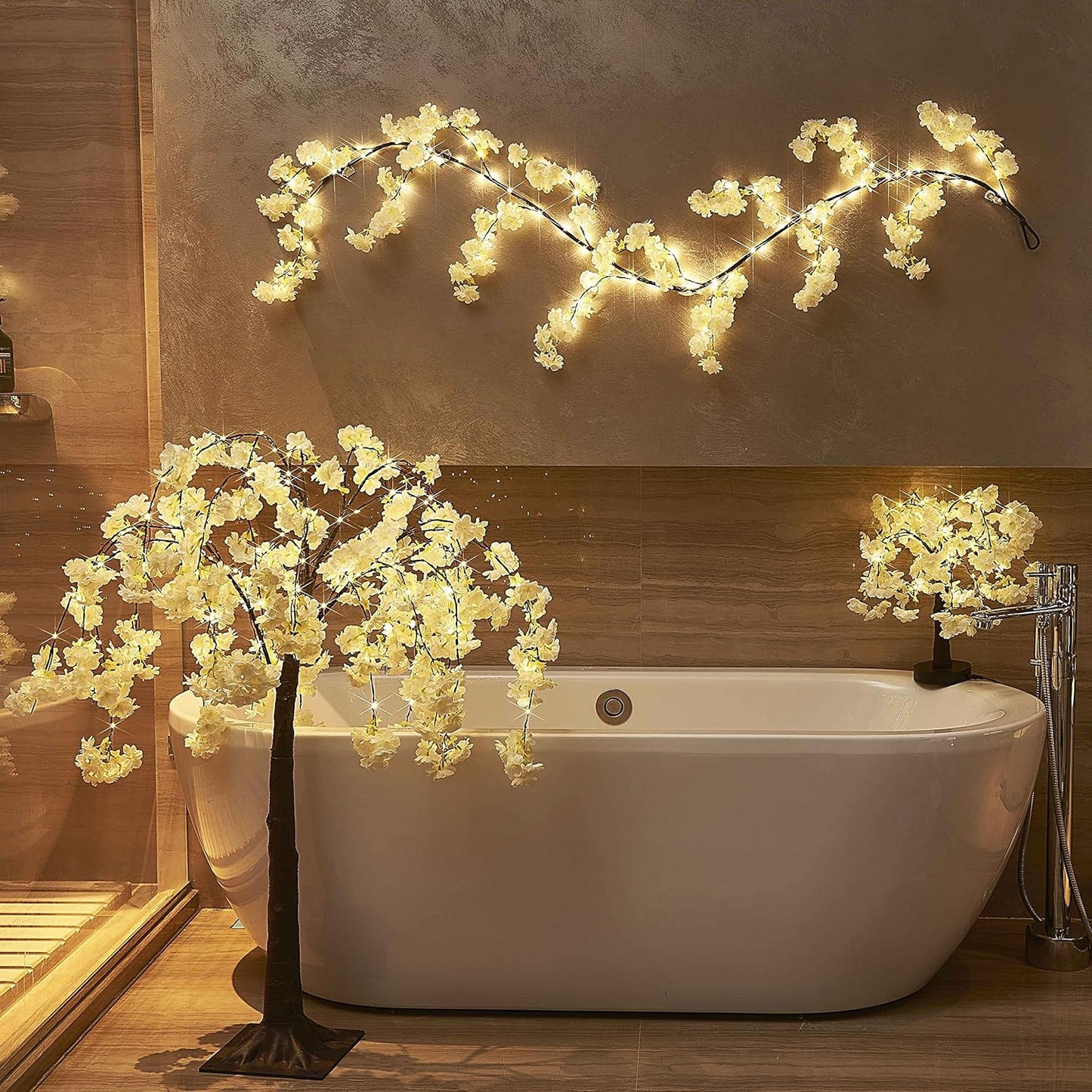 LITBLOOM Cherry Blossom Tree Lights Battery Operated or USB Powered with Timer 18IN 40 Fairy Lights for Wedding Party Table Decoration Inside