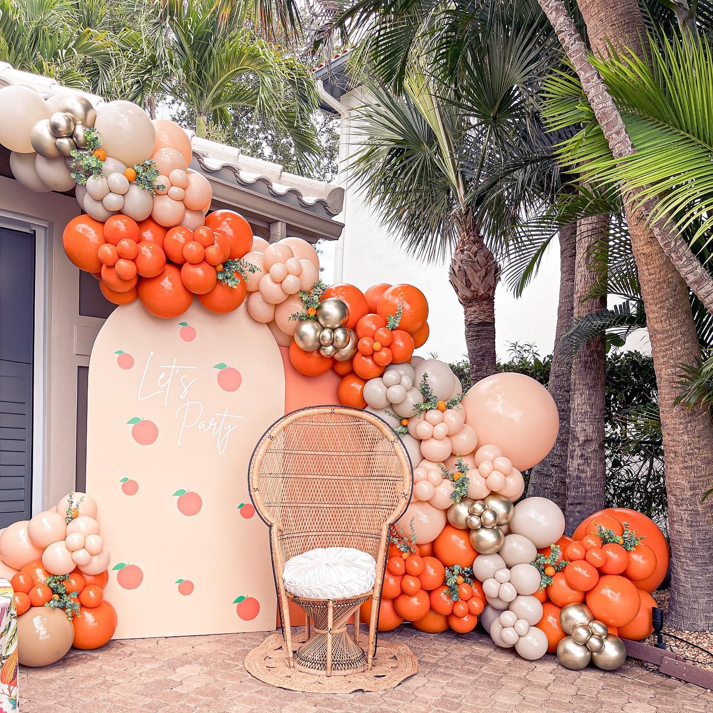 Paready Burnt Orange Balloons Set, 50Pcs Orange and Apricot Balloons, 12 Inch Metallic Confetti Gold Sand White Apricot Balloon for Baby Shower Thanksgiving Tropical Fall Party Supplies