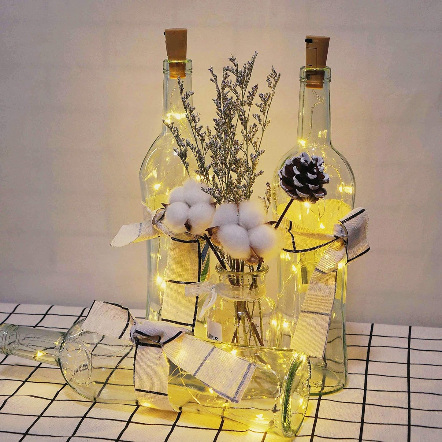 12 Pack 20 LED Wine Bottle Cork Lights, Fairy Mini String Lights Copper Wire, Battery Operated Starry Lights for DIY, Christmas, Halloween, Wedding, Party, Indoor&Outdoor (12 Pack, Multi White)