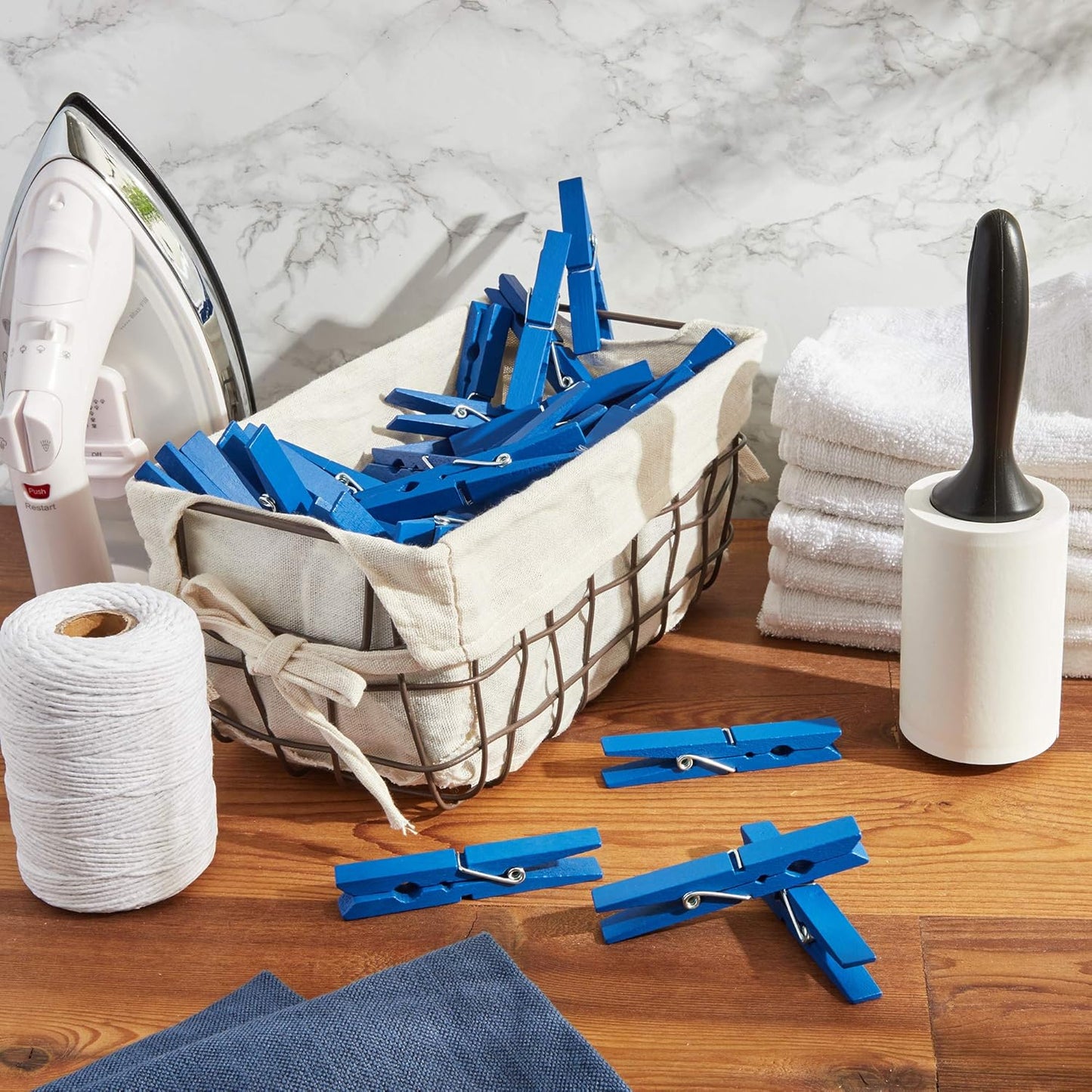 Juvale Wooden Clothes Pins - 100 Pack, Navy Blue - Mini Clothespins & Wooden Clips for Laundry, Crafts & Photo Clips