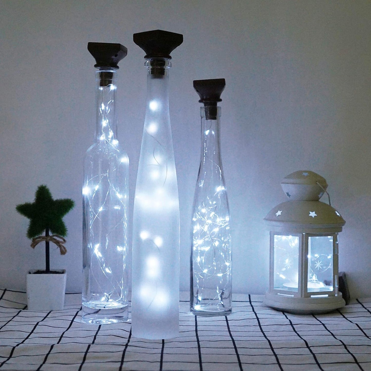 Decorman 10 Pack Solar Wine Bottle Lights 20 LEDs Waterproof Fairy Cork String Silver Wire Craft Lights for Party, Wedding, Christmas, Holiday, Garden, Patio or Table Decor