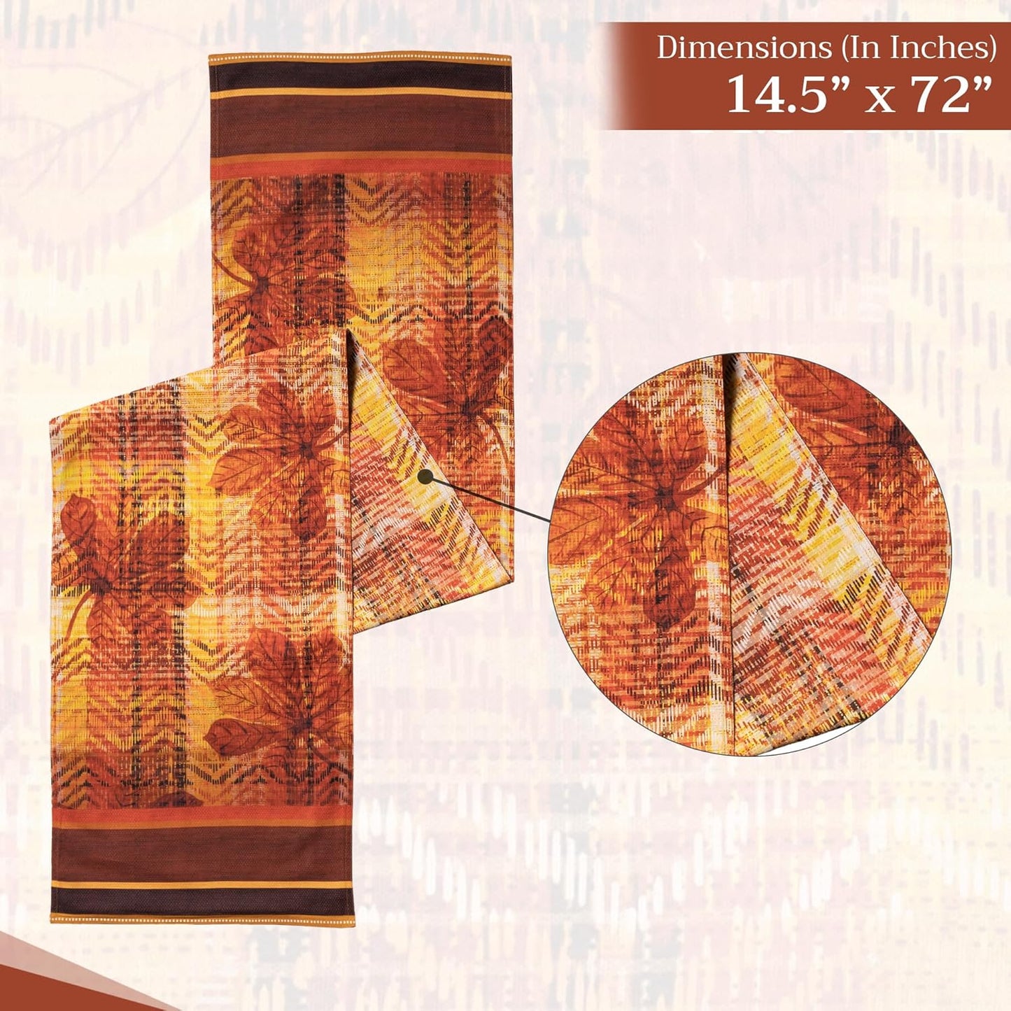 Maison d' Hermine Table Runner 100% Cotton Double Layer Table Runners 72 inches Long for Thanksgiving Christmas Decorations Home Kitchen Dining Party Wedding (Thanksgiving Tartan, 14.5" x 72")