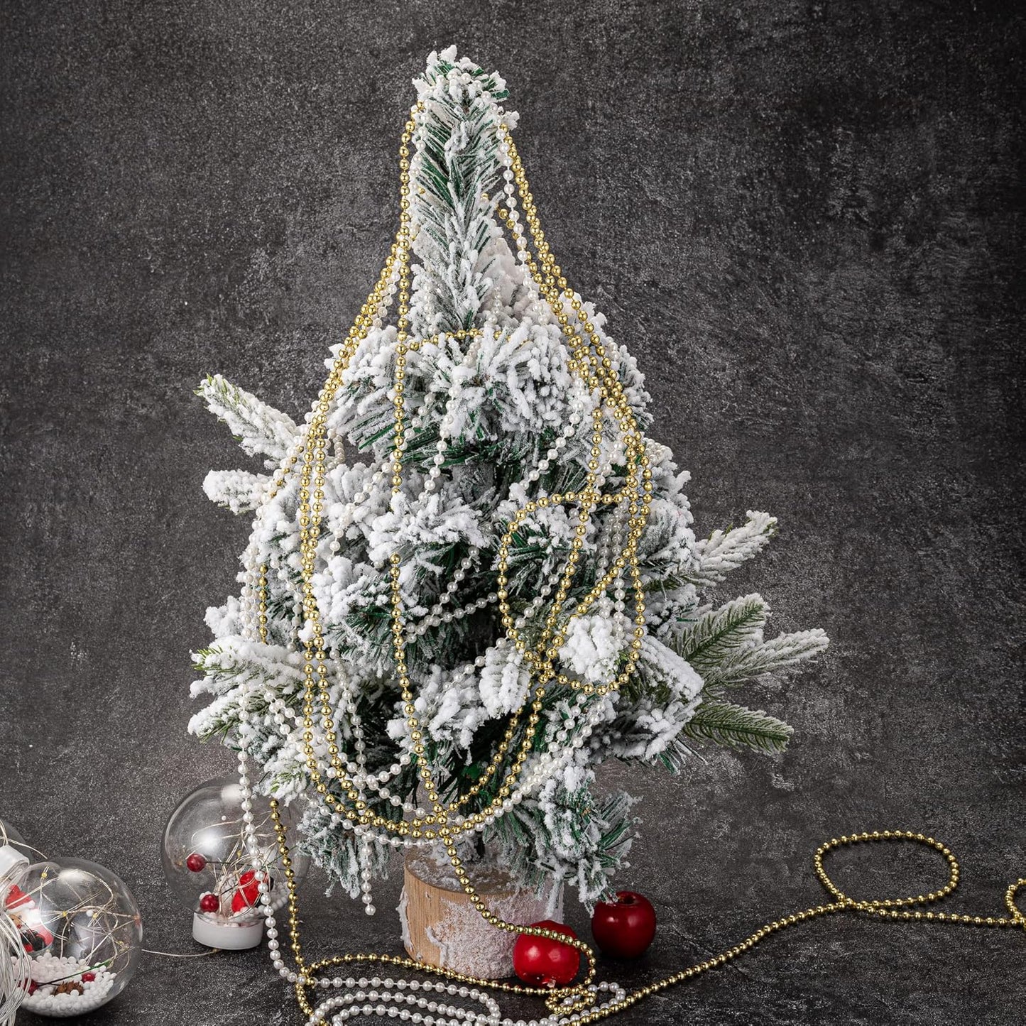 5mm Crafts Faux Pearl Beads Garland Pearl Bead Roll Strand of Pearls to Decorate Floral Centerpieces Wedding Party Favor Christmas Tree(99 Feet Ivory)