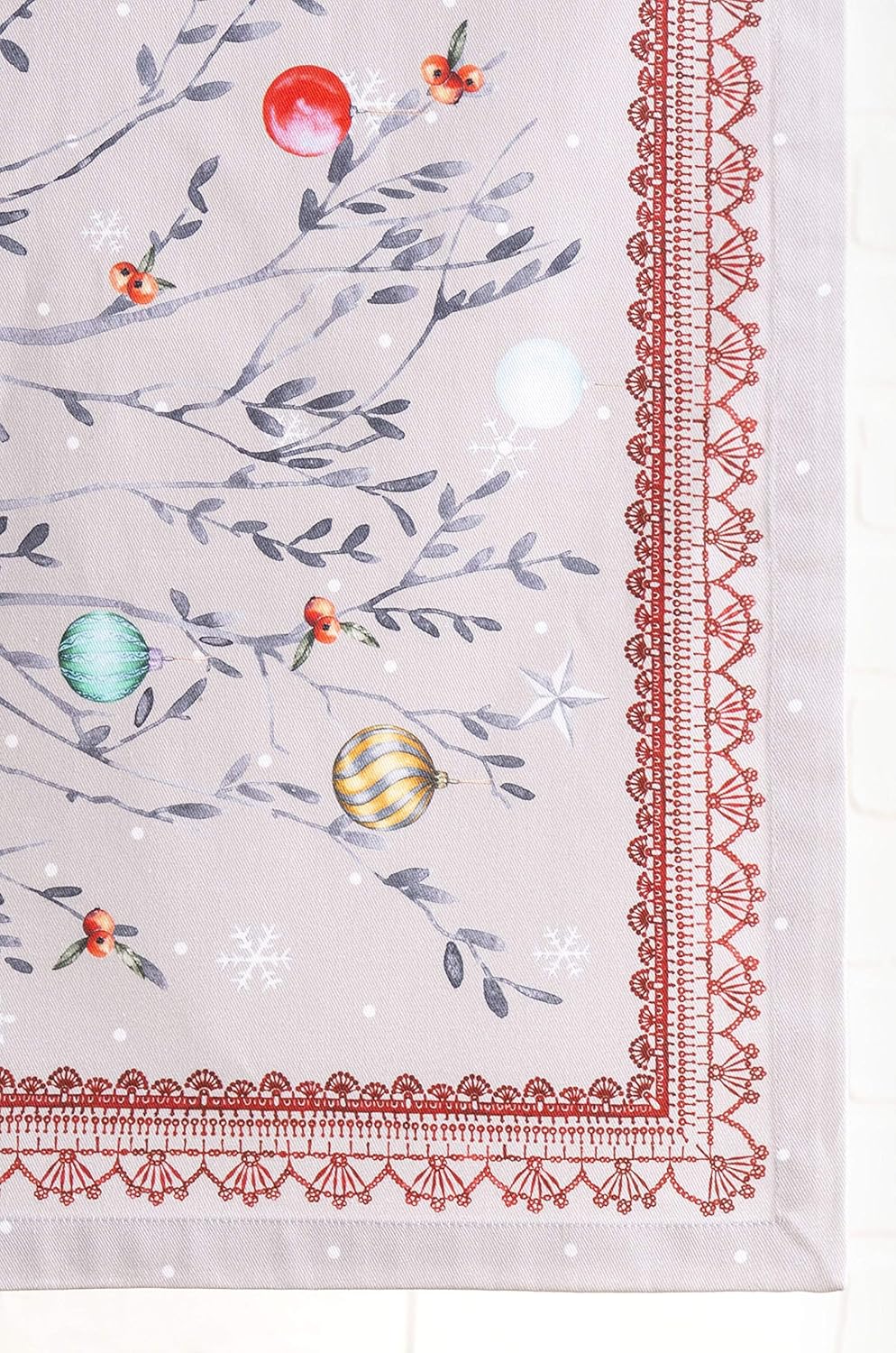 Maison d' Hermine Table Runner 100% Cotton Single Layer Table Runners 90 inches Long for Thanksgiving Christmas Decorations Home Kitchen Dining Party Wedding (Fairy Christmas, 14.5" x 90")