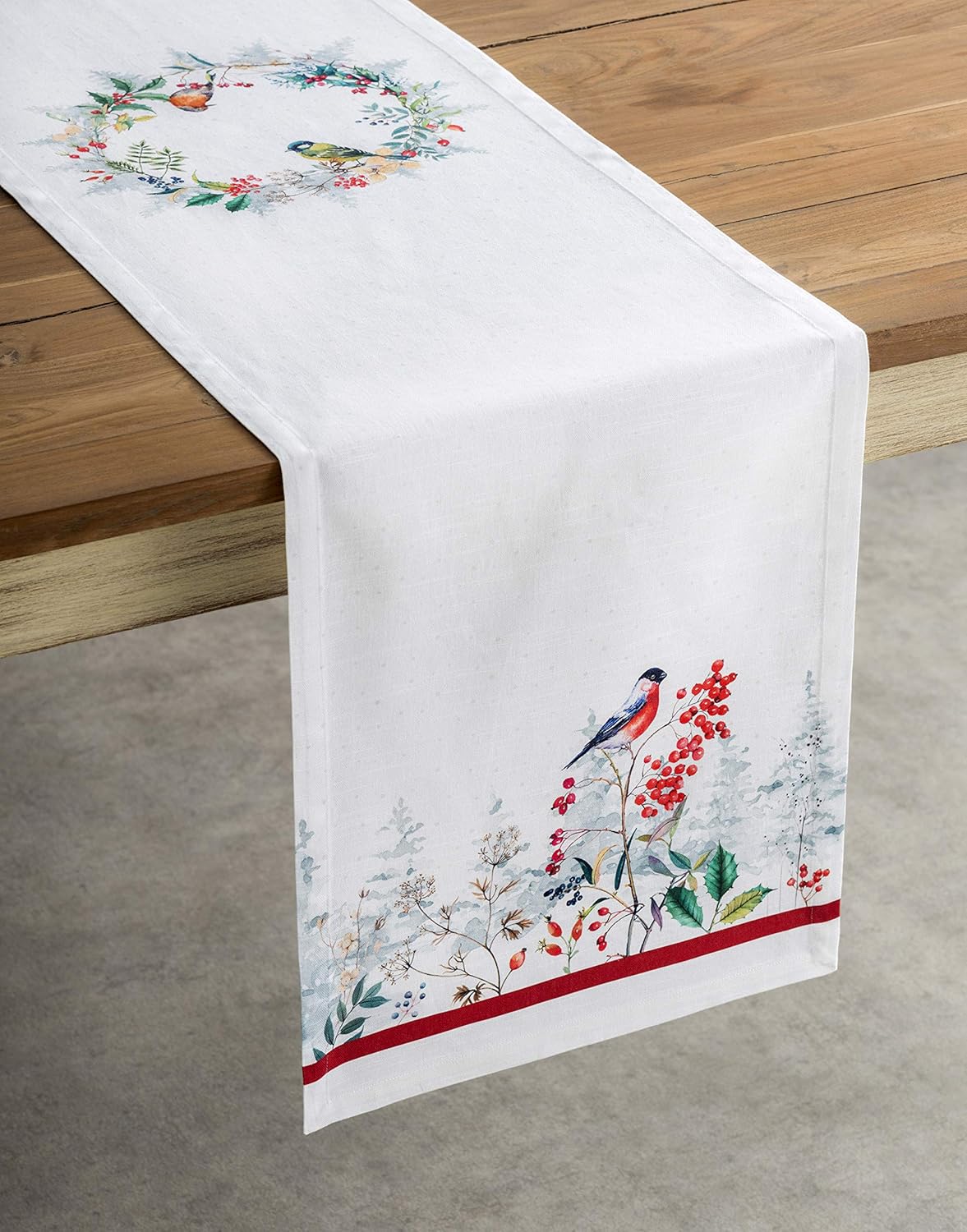 Maison d' Hermine Table Runner 100% Cotton Single Layer Table Runners 90 inches Long for Thanksgiving Christmas Decorations Home Kitchen Dining Party Wedding (Morzine, 14.5" x 90")