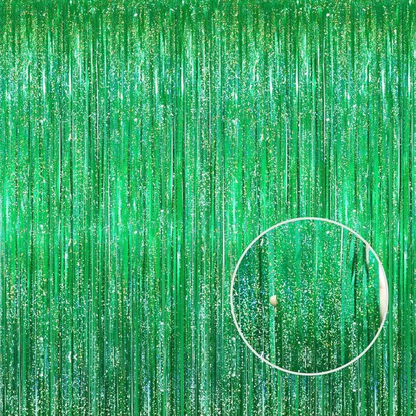 GOER 3.2 ft x 8.2 ft Metallic Tinsel Foil Fringe Curtains Party Photo Backdrop Party Streamers for Birthday,Graduation,New Year Eve Decorations Wedding Decor(3 Packs,Shiny Green)