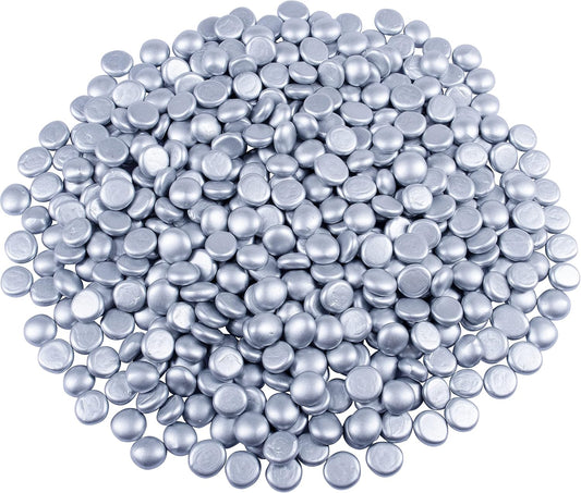 Galashield Flat Glass Marbles for Vases Silver Glass Gems Beads Pebbles Vase Filler (5 LBS, Approx. 540 PCS)