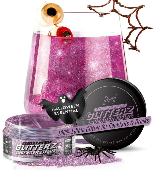 MONÉGASQUE Lavender Purple Edible Glitter for Drinks 10g – Purple Edible Glitter for Cakes & Cocktails – Halloween Cocktail Drink Shimmer – Food Decorating Sprinkles & Cake Decorations Spray Toppers