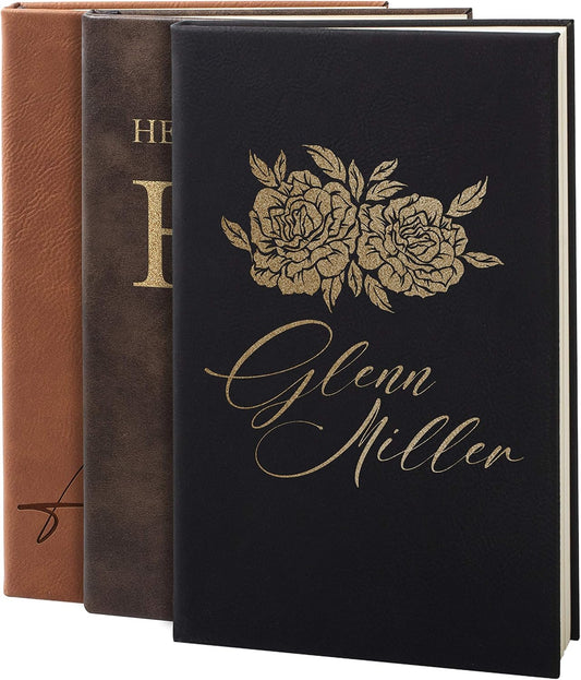 Personal Leather Journal Notebooks | 12 Design, 9 Color - Black | Journal for Women, Men - Custom Notebook to Write in - Diary for Girls, Women - Personalized Gift Idea for Girl, Boy, Mom and Dad