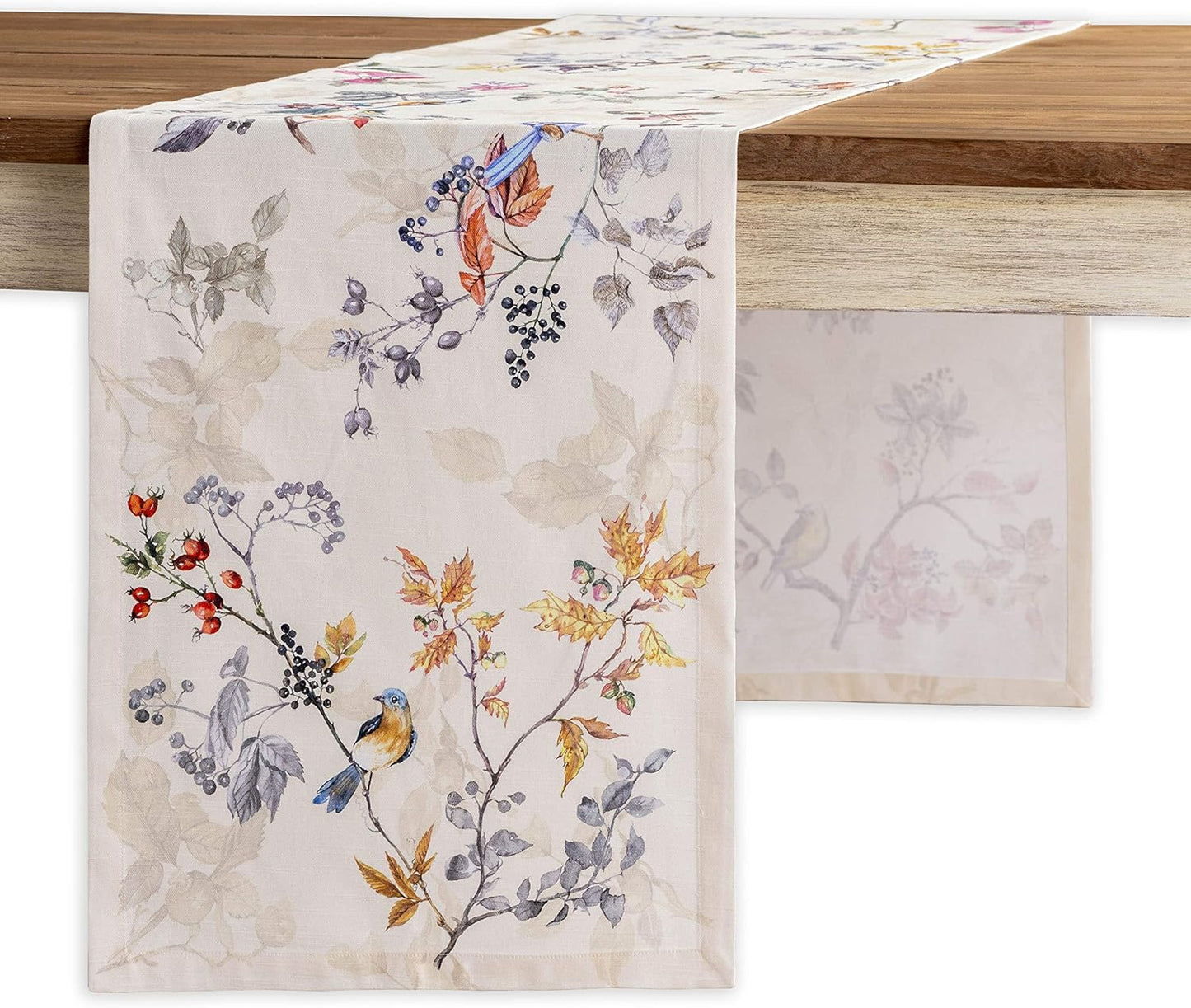 Maison d' Hermine Table Runner 100% Cotton Single Layer Table Runners 48 inches Long for Thanksgiving Christmas Decorations Home Kitchen Dining Party Wedding (Equinoxe - Beige, 14.5" x 48")