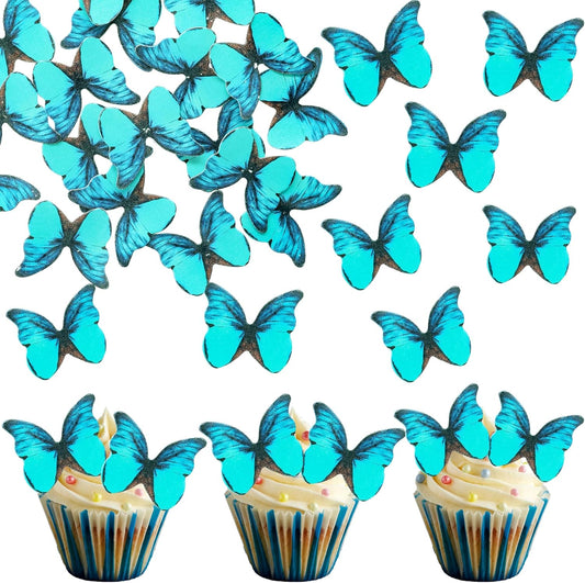 Ephlyn 48Pcs Edible Butterfly Cupcake Toppers Cute 3D Butterfly Cake Picks for Butterfly Theme Baby Shower Bridal Shower Boys Girls Birthday Party Cake Decorations Supplies Green