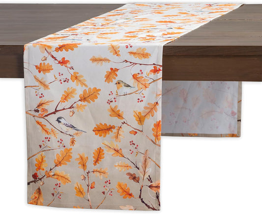 Maison d' Hermine Table Runner 100% Cotton Single Layer Table Runners 60 inches Long for Thanksgiving Christmas Decorations Home Kitchen Dining Party Wedding (Oak Leaves, 14.5" x 60")