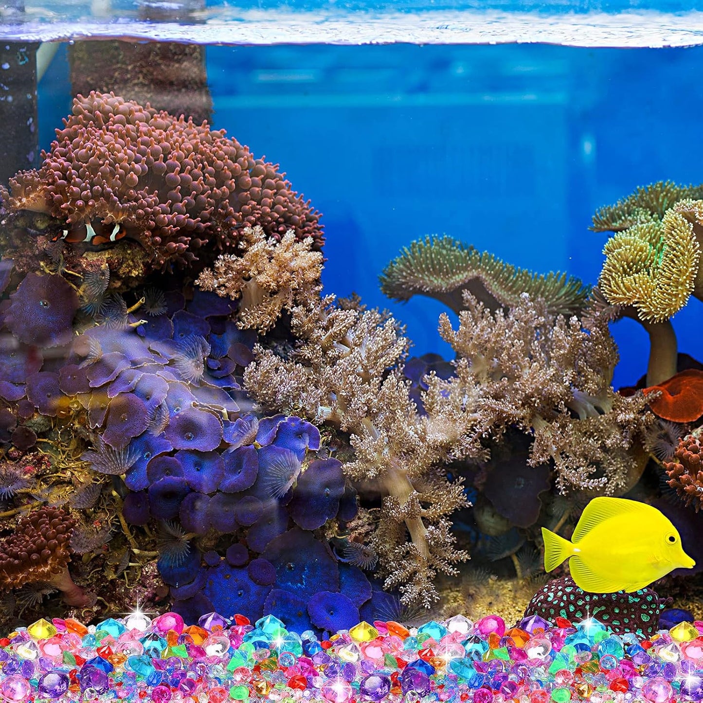 Hicarer 800 Pieces Diamond Decorations Acrylic Diamond Table Scatter Crystals for Table for Vase Fillers Party Decorations(20, 12, 10, 6, 3mm,Rainbow Color)