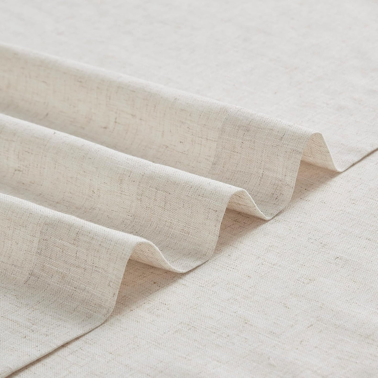 Vision Home Natural Pinch Pleated Semi Sheer Curtains Textured Linen Blended Light Filtering Window Curtains 112 inch for Living Room Bedroom Patio Pinch Pleat Drapes with Hooks 1 Panel 84" Wx112 L