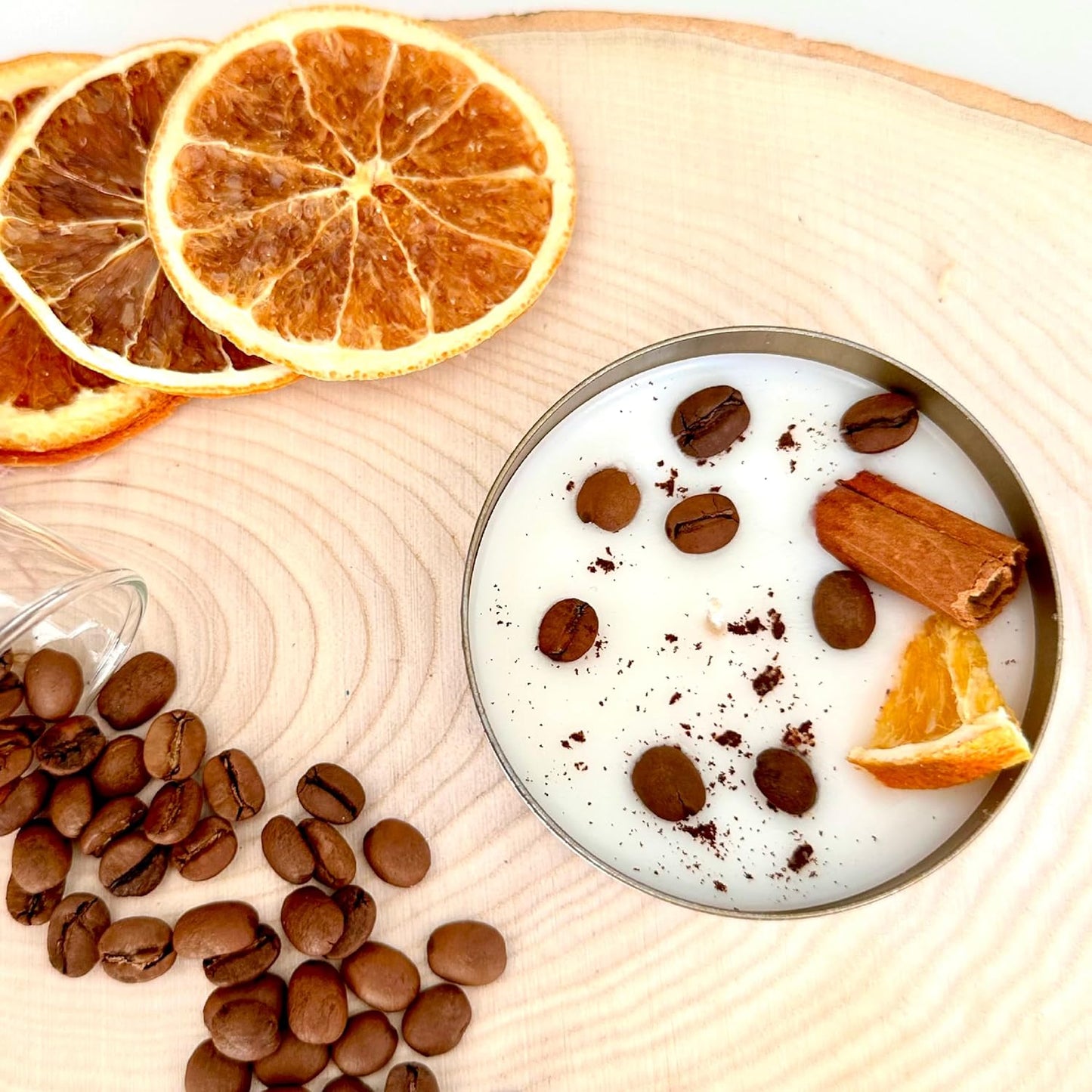 Coffee Scented Soy Wax Candle Favors with Hand-Placed Orange and Cinnamon Stick - Handmade Gift Set for Wedding Guest - Bridal Shower Baby Shower Birthday (90 Pieces)