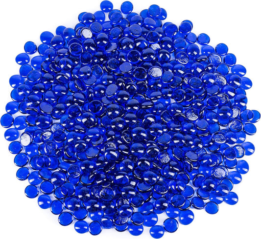 Galashield Flat Glass Marbles for Vases Cobalt Blue Glass Gems Beads Pebbles Vase Filler (5 LBS, Approx. 540 PCS)