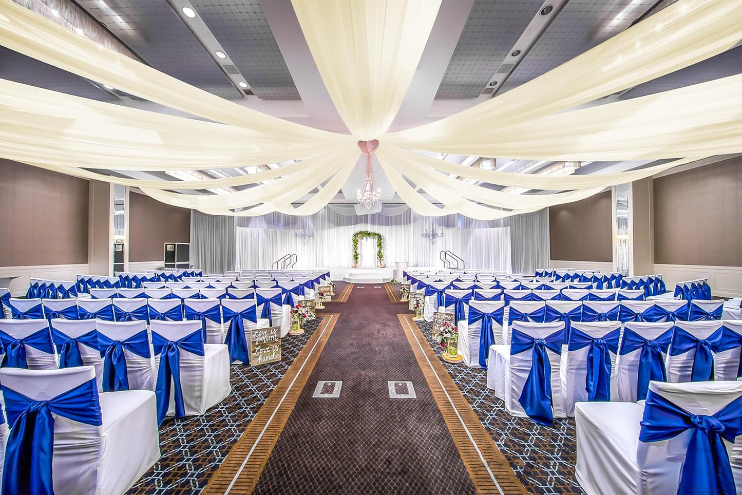 6 Panels Ivory Ceiling Drapes for Wedding, 5ftx10ft Ceiling Drapes Cheesecloth Sheer Fabric Curtain Wedding Arch Draping Fabric Romantic Ceiling Decorations for Wedding Party Ceremony Stage