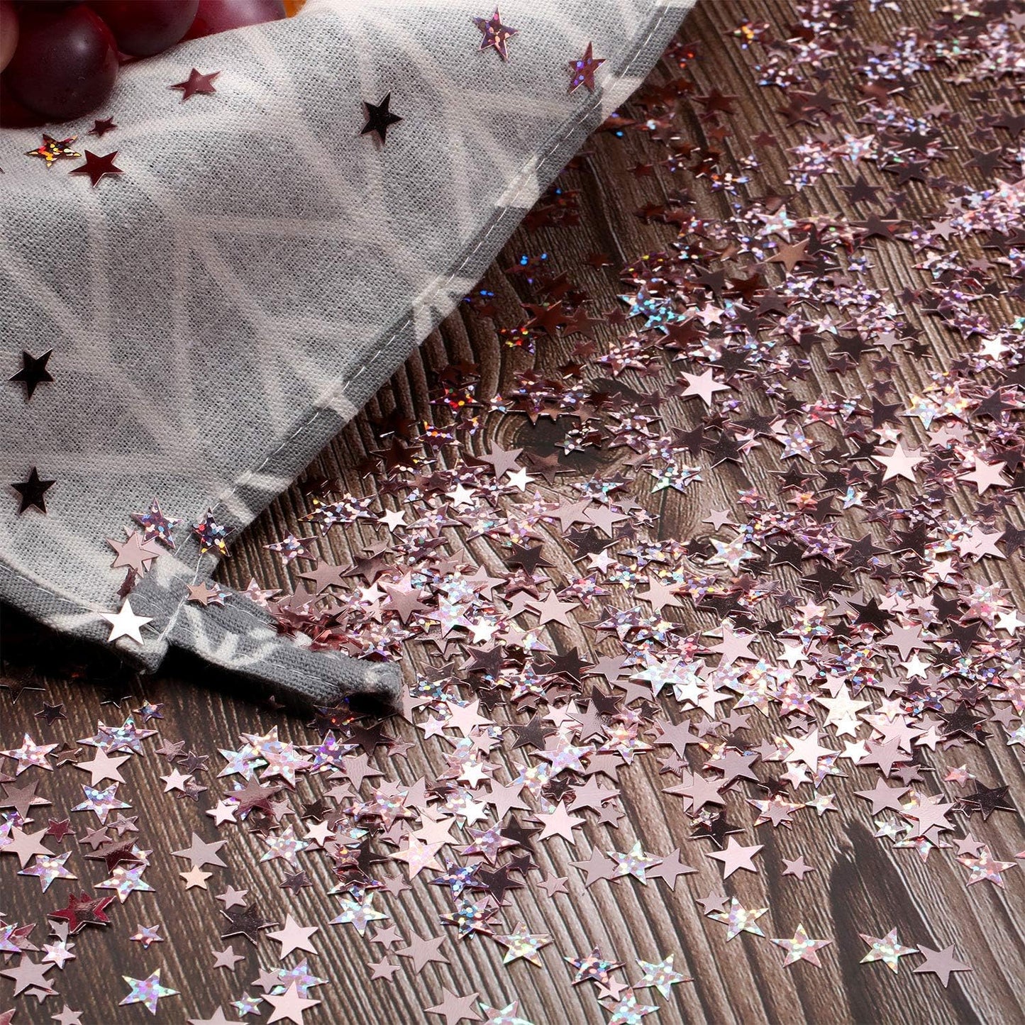 Hestya 60g Star Confetti Glitter Table Confetti Metallic Foil Stars for Party Wedding Festival Decorations(Glitter Rose Gold Set,10mm and 6mm)