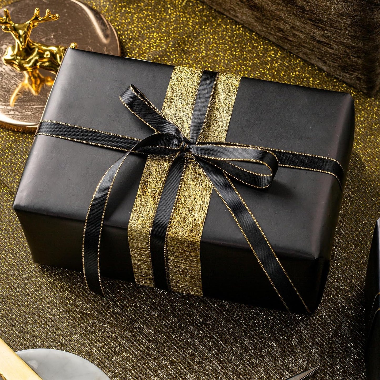 Garbendy Black Wrapping Paper - Solid Color Matte Gift Wrapping Paper Roll Perfect for Wedding, Birthday for Men, Christmas,Graduation Gifts, Father's Day Gifts - 17 Inch X 33 Feet