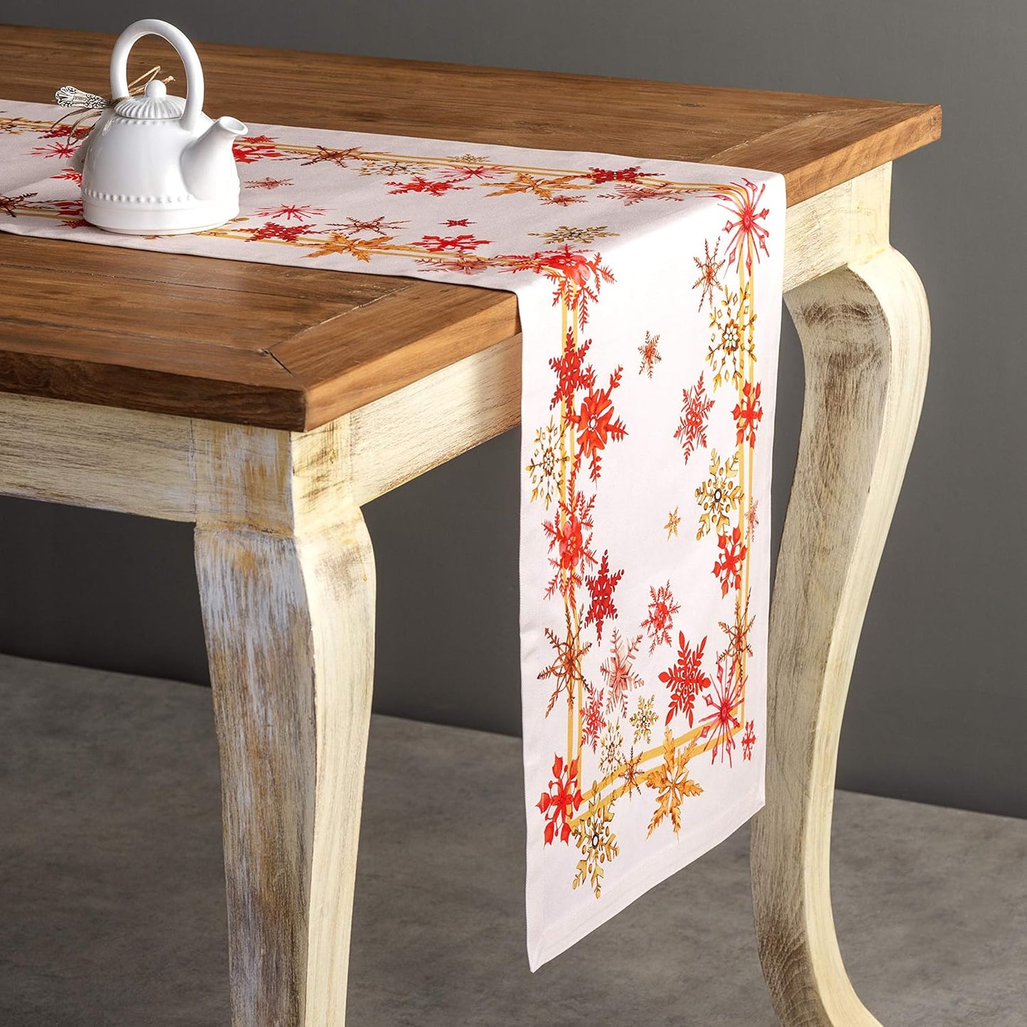 Maison d' Hermine Table Runner 100% Cotton Single Layer Table Runners 60 inches Long for Thanksgiving Christmas Decorations Home Kitchen Dining Party Wedding (Crystal Star, 14.5" x 60")