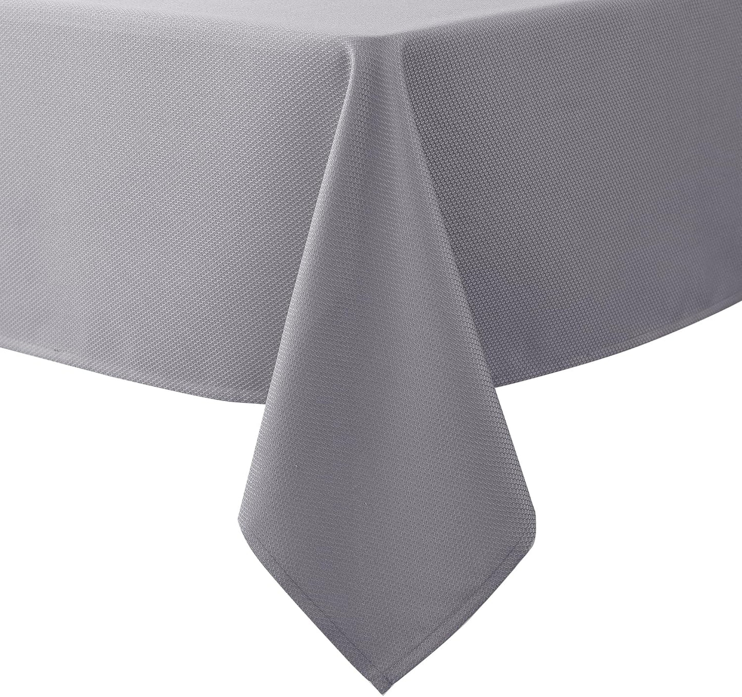 Biscaynebay Textured Fabric Tablecloths 70x120 Inches Rectangular, Silver Grey Water Resistant Spill Proof Tablecloths for Dining, Kitchen, Wedding and Parties, Machine Washable