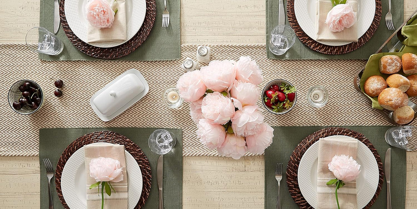 DII Woven Basic Tabletop Collection, Chevron Table Runner, 15x108, Stone