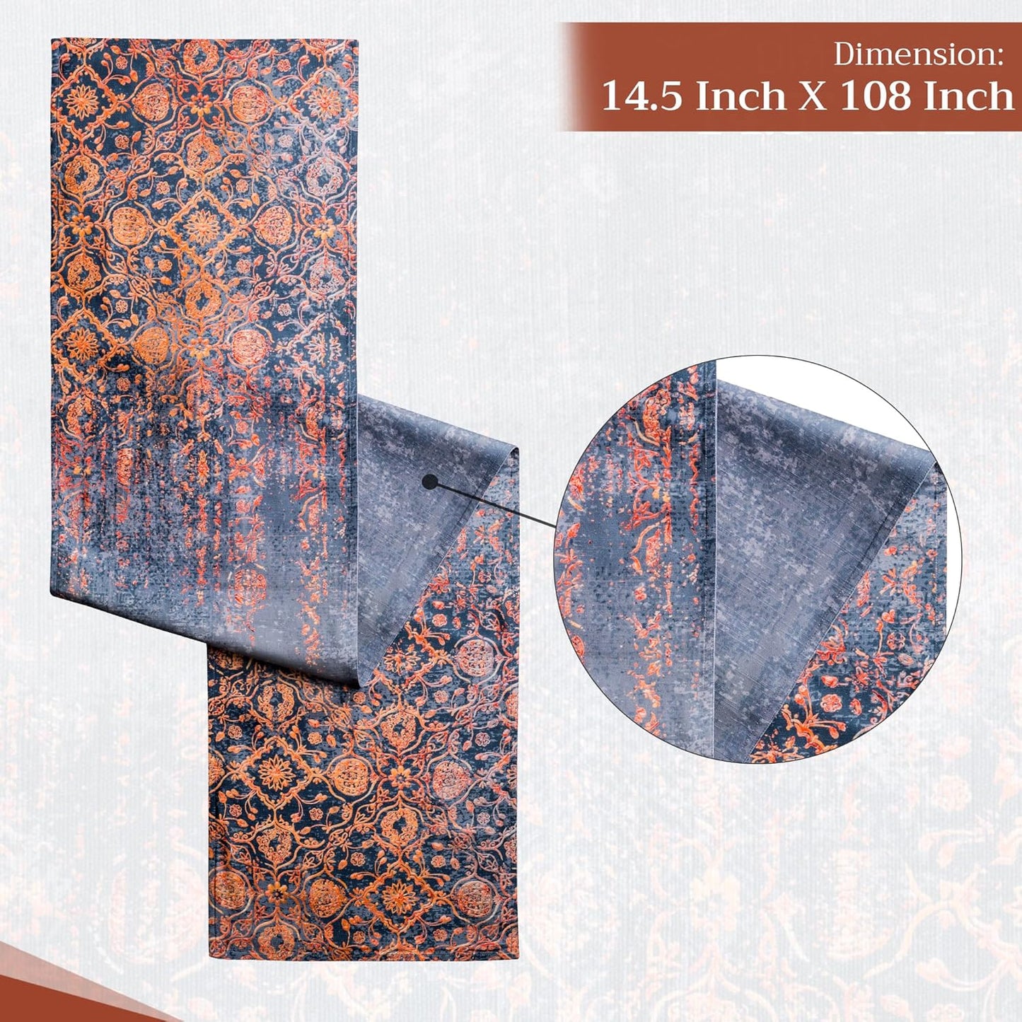 Maison d' Hermine Table Runner 100% Cotton Double Layer Table Runners 108 inches Long for Thanksgiving Christmas Decorations Home Kitchen Dining Party Wedding (Imperfection, 14.5" x 108")