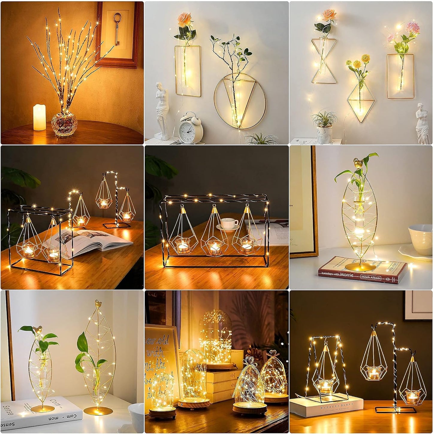 20 Pack Fairy Lights Battery Operated 60 Extra Batteries, 3 Modes 6.5ft 20 LED Mini String Lights, Waterproof Silver Wire Firefly Starry Lights for DIY Wedding Christmas Party, Warm White