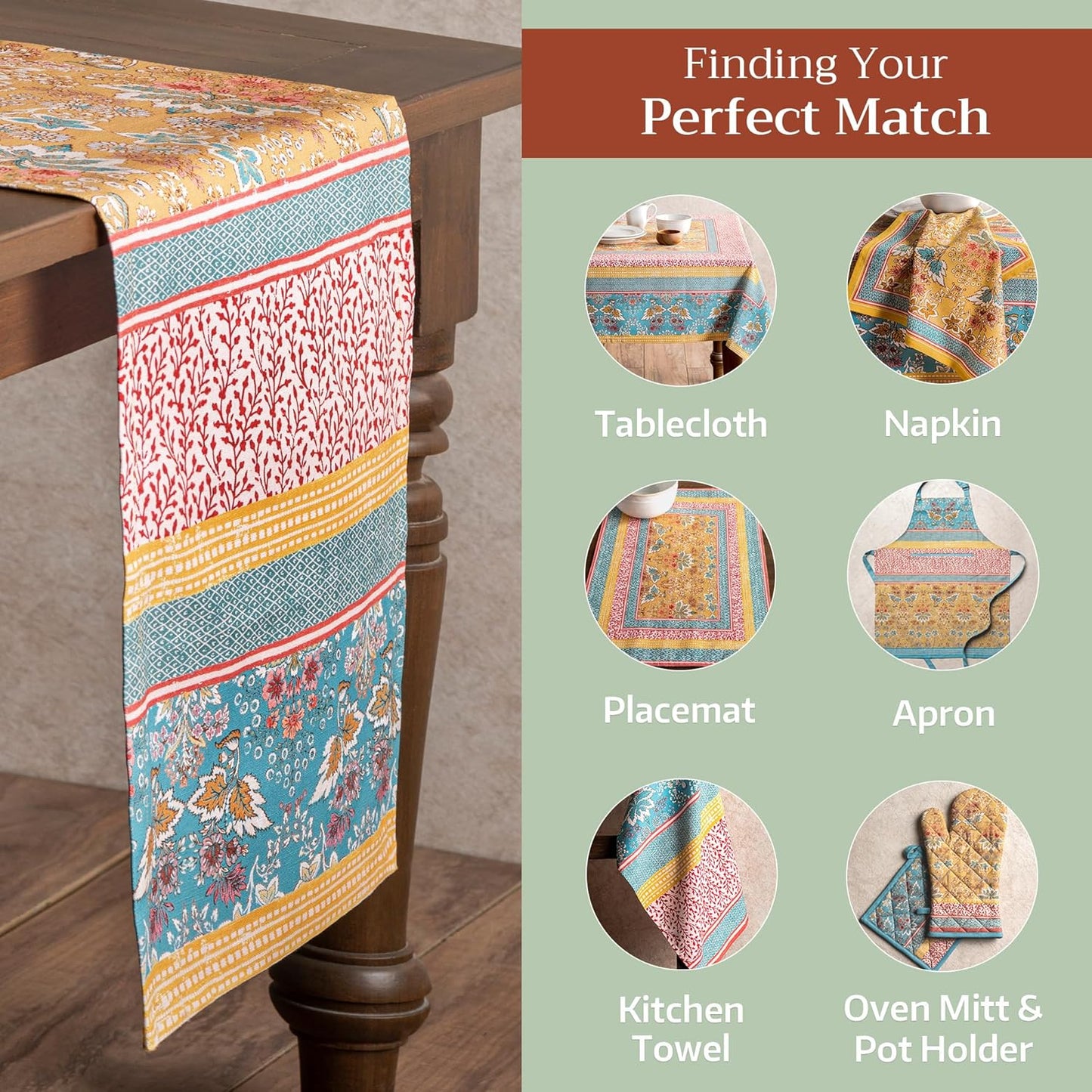 Maison d' Hermine Table runner 100% Cotton Single Layer Table Runners 108 inches long Decorative for Home Kitchen Dining Party Baby Shower Wedding Bridal Shower Spring Summer (Marquise, 14.50" x 108")