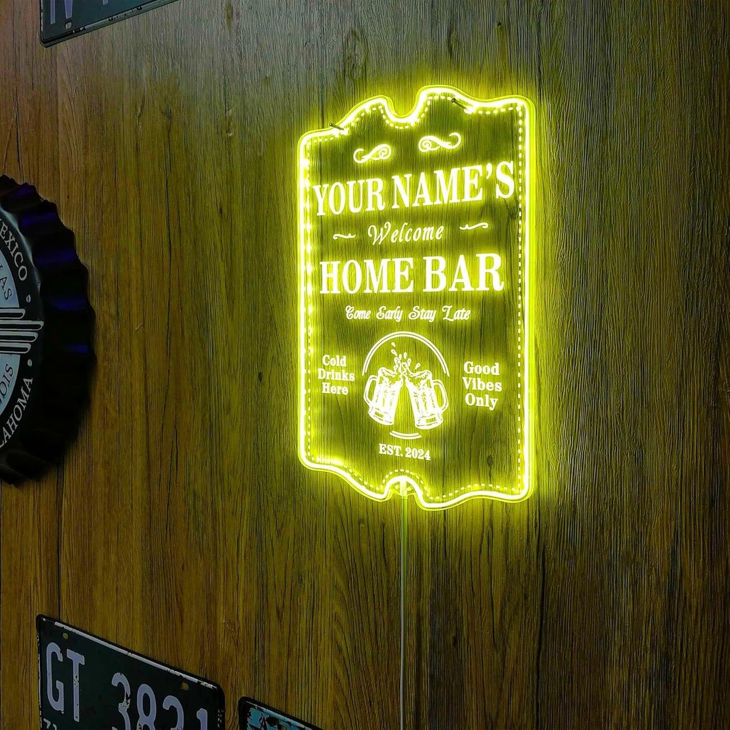 ADVPRO Personalized Your Name Home Bar RGB Dynamic Glam LED Sign - Cut-to-Edge Shape - Smart 3D Decoration - Multicolor Signage st06s64-fnd-p11c-tm-c