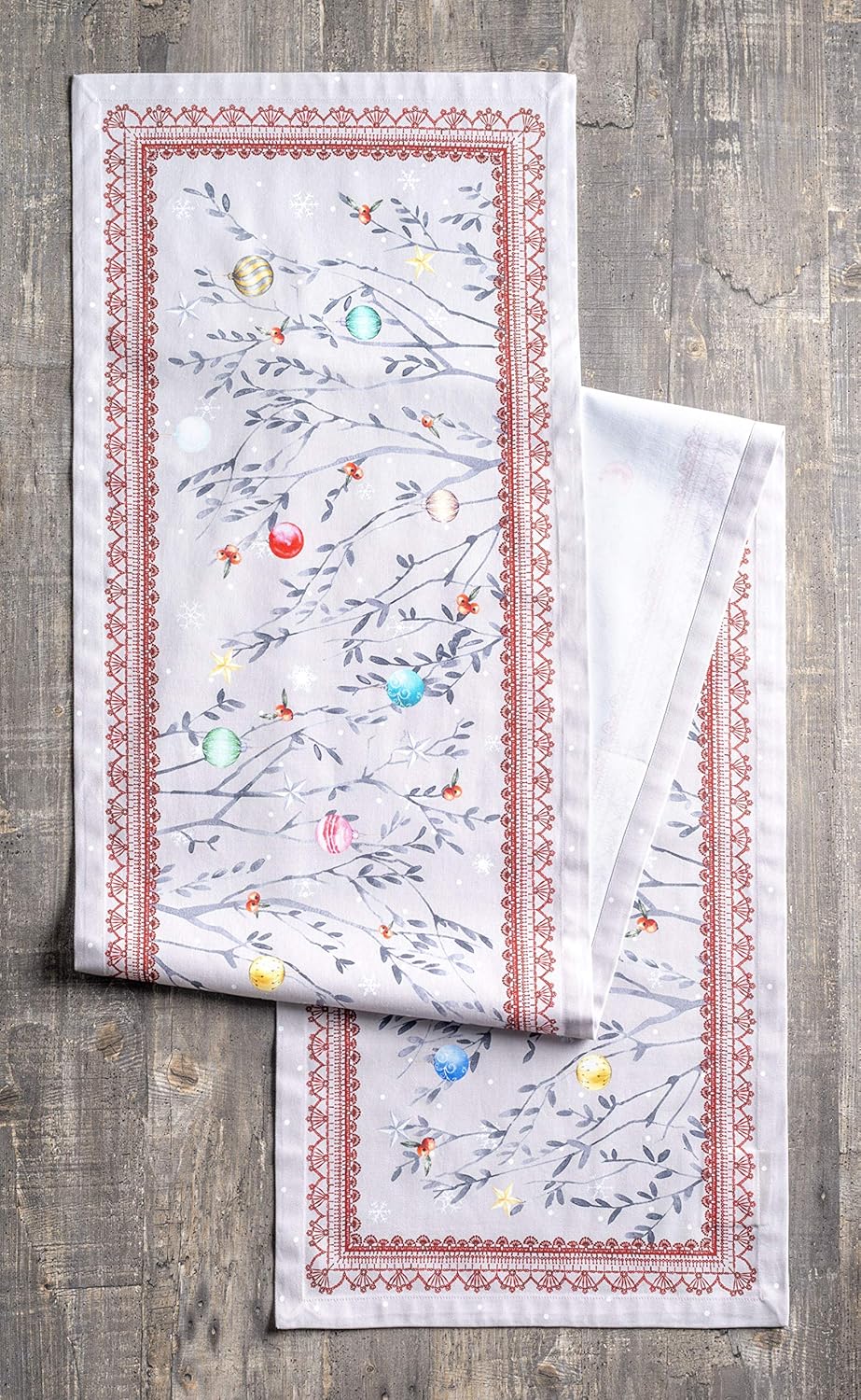 Maison d' Hermine Table Runner 100% Cotton Single Layer Table Runners 36 inches Long for Thanksgiving Christmas Decorations Home Kitchen Dining Party Wedding (Fairy Christmas, 14.5" x 36")