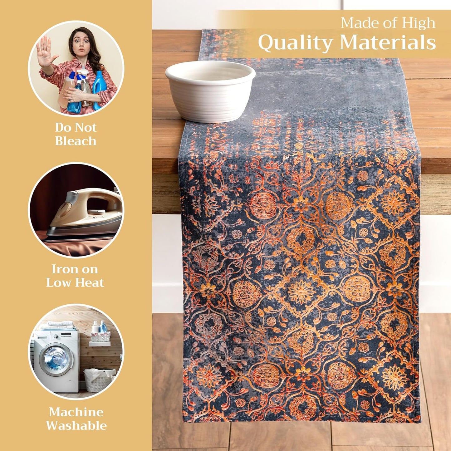 Maison d' Hermine Table Runner 100% Cotton Double Layer Table Runners 108 inches Long for Thanksgiving Christmas Decorations Home Kitchen Dining Party Wedding (Imperfection, 14.5" x 108")