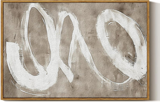 ARPEOTCY Large Framed Canvas Wall Art, 24x36 Inch, Modern Minimalist Abstract Art Prints, Contemporary Neutral Decor for Living Dining Room Hallway Bedroom Fireplace, Sandstone Textured Decor