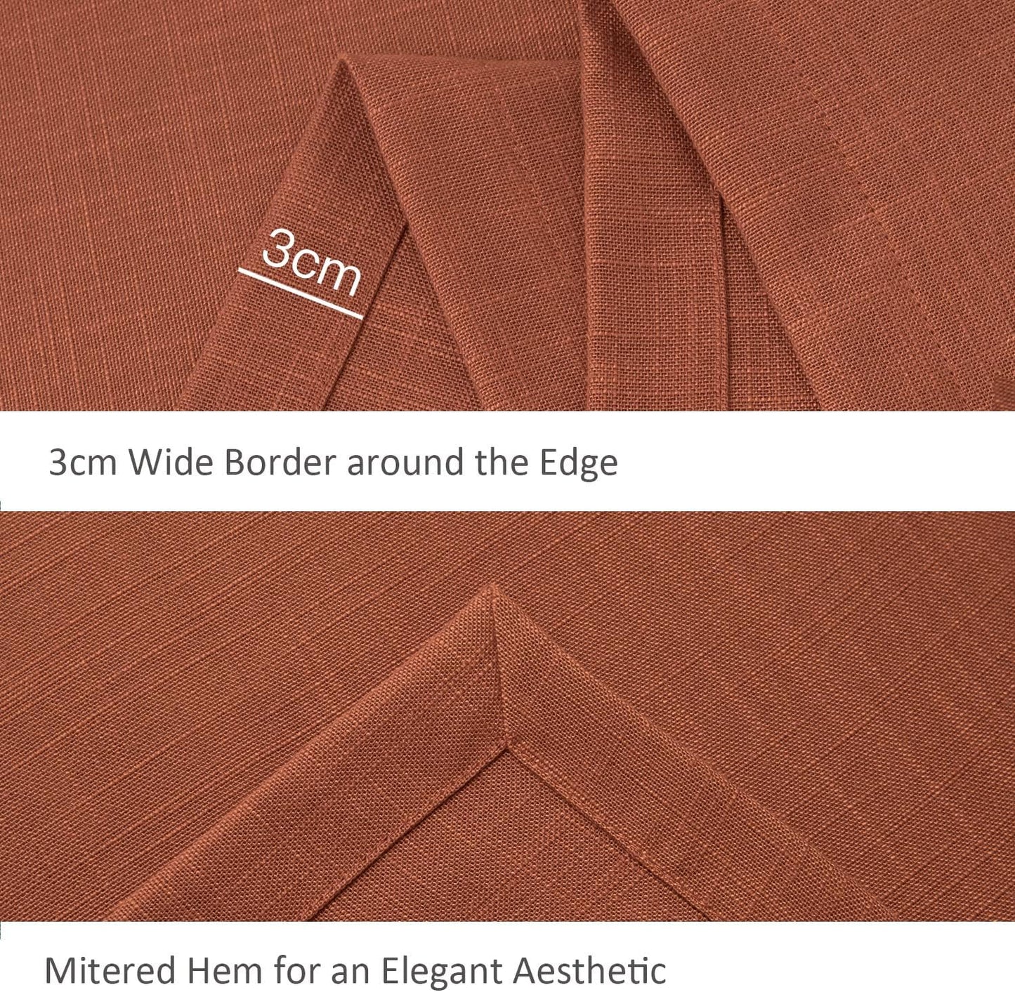 maxmill Lux Faux Linen Tablecloth with Slubby Yarn Textured Weaves Wrinkle Free Soft Table Cloth for Kitchen Dining Tabletop for Fall Harvest Thanksgiving Decorations Rectangle 60 x 84 Inch Rust