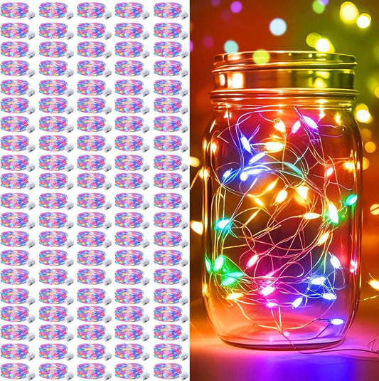 pozzolanas 100 Pack Multicolor Battery Operated String Lights - 7ft Waterproof Fairy Lights with 20 LEDs for Home, Mason Jar, Party, Wedding, Halloween, Christmas Decorations