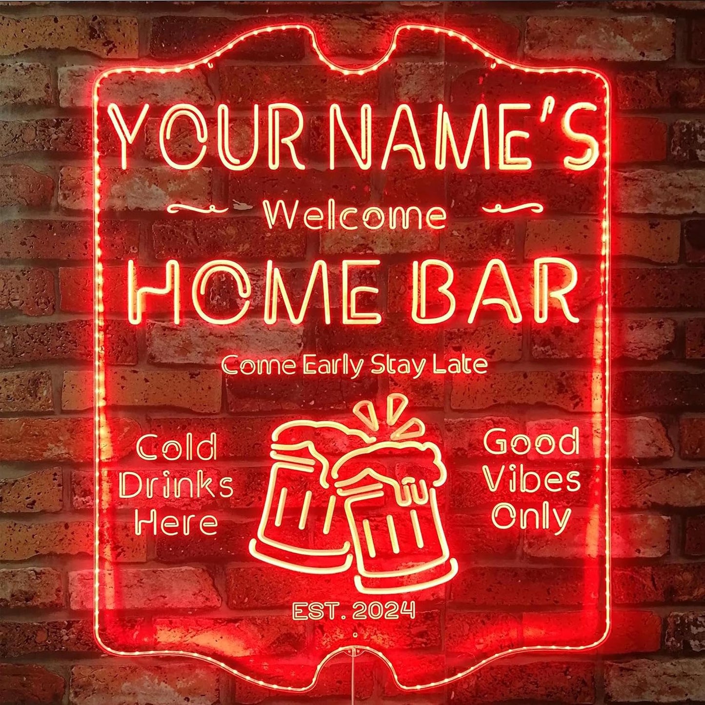 ADVPRO Personalized Your Name Home Bar RGB Dynamic Glam LED Sign - Cut-to-Edge Shape - Smart 3D Decoration - Multicolor Signage st06s86-fnd-p11-tm-c